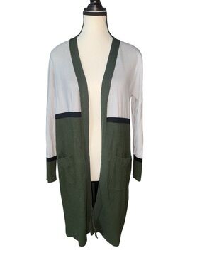 Women’s Olive Green Longline Color-block Cardigan XL